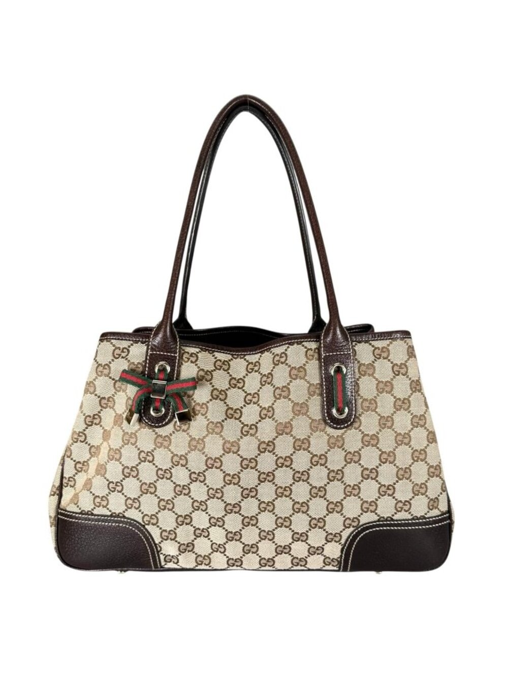 Gucci Sherry Line Princy Tote Bag GG Canvas Beige